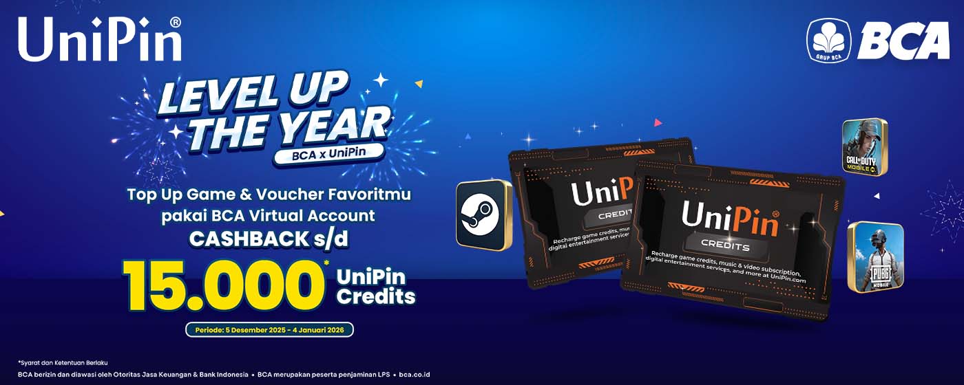 BCA VA Year End – Top up Apa Aja Pakai BCA VA Cashback s/d 15,000 UniPin Credits!